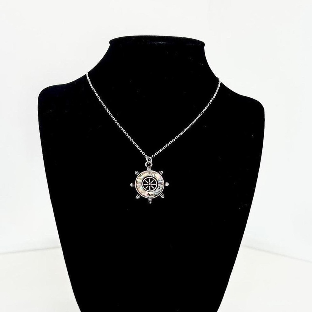 Sterling Silver Mermaid Core Pirate Ship Helm Necklace